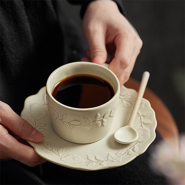 Embossed Tea Cup And Saucer from Apollo Box