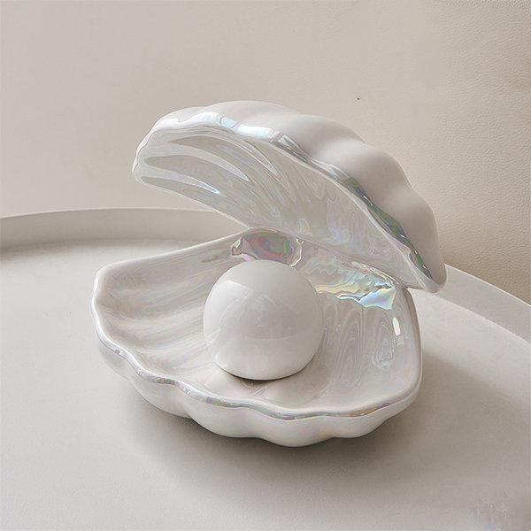 Oyster And Pearl Night Light - Ceramic - Pink - White - ApolloBox