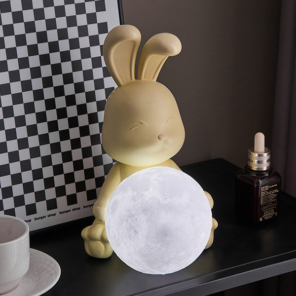 Bunny And Moon Inspired Light - Resin - Yellow - White