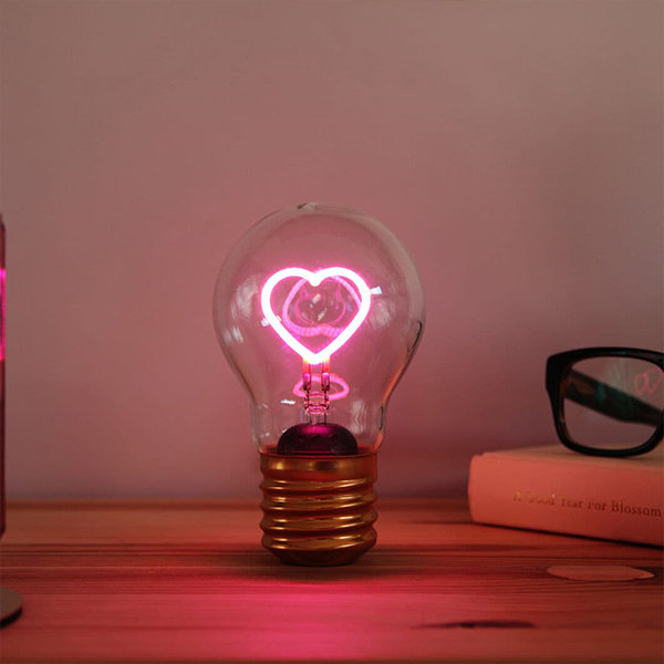 Heart Fluorescent Light Bulb - Glass - Aluminum - ApolloBox