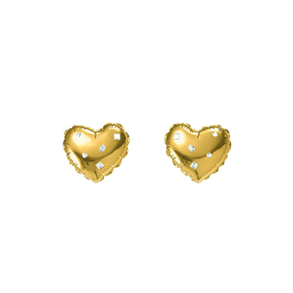 Heart earring stud with zircon-24k gold plated | earrings studs | earring  studs for jewelry making | earrings studs gold | jewelry making