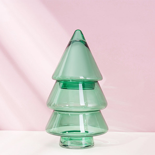 9+ Clear Glass Christmas Tree Cookie Jar Canister Storage | 2 Pieces