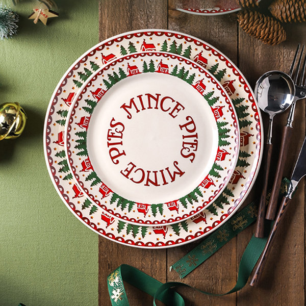 Christmas Party Dinnerware Ceramic 12 Inch Plate 5inch Bowls 8inch Dish  Santa Claus Under Glazed Porcelain Nordic Food Container