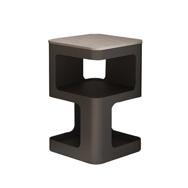 Modern Minimalist Bedside Cabinet Sintered Stone Carbon Steel