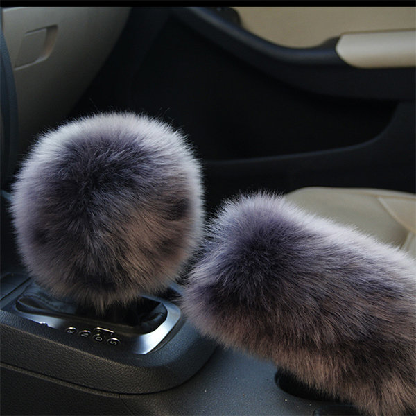 Fule Fluffy Car Steering Wheel Covers and Handbrake Cover and
