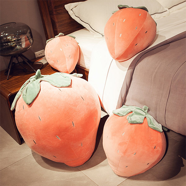 Strawberry Throw Pillow - Plush - Down Cotton - 2 Colors
