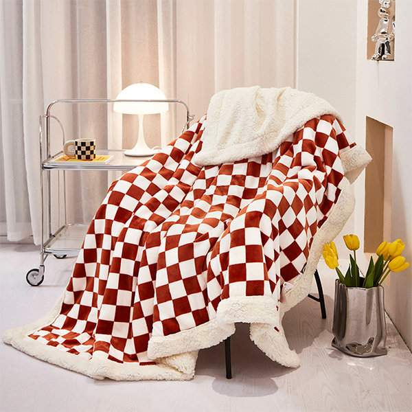 Checkerboard Blanket Blended Fabric Red Green 5 Colors 2