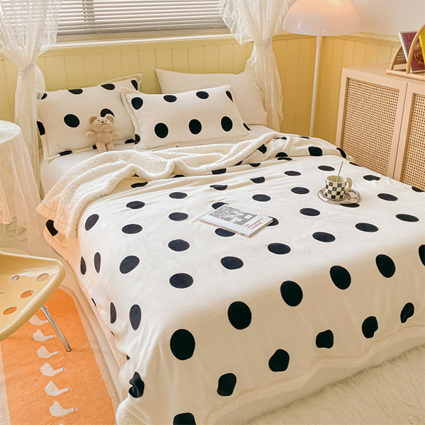 Black and white cheap polka dot blanket