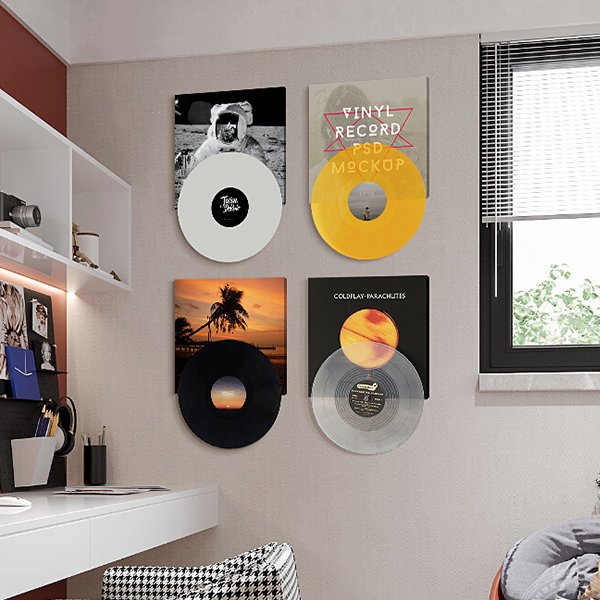 Vinyl Record Wall Decoration - Acrylic - Canvas - 4 Discs in a Set from  Apollo Box