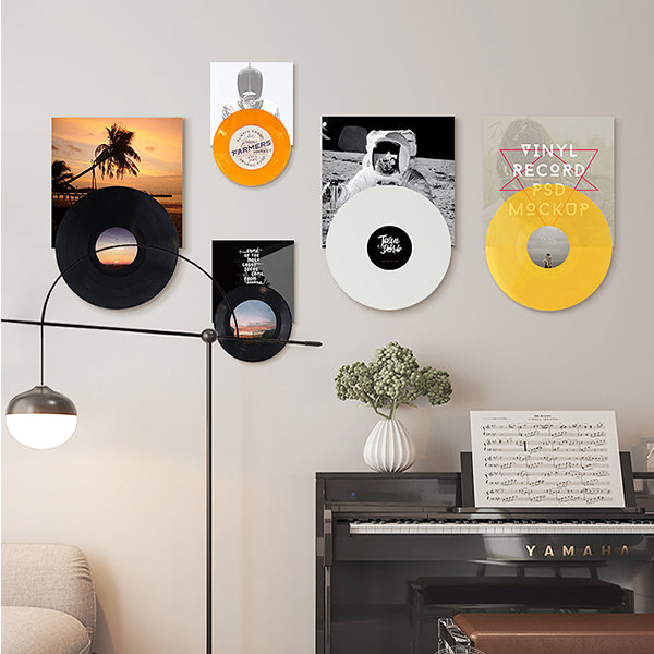 Vinyl Record Wall Decoration - Acrylic - Canvas - 4 Discs in a Set from  Apollo Box
