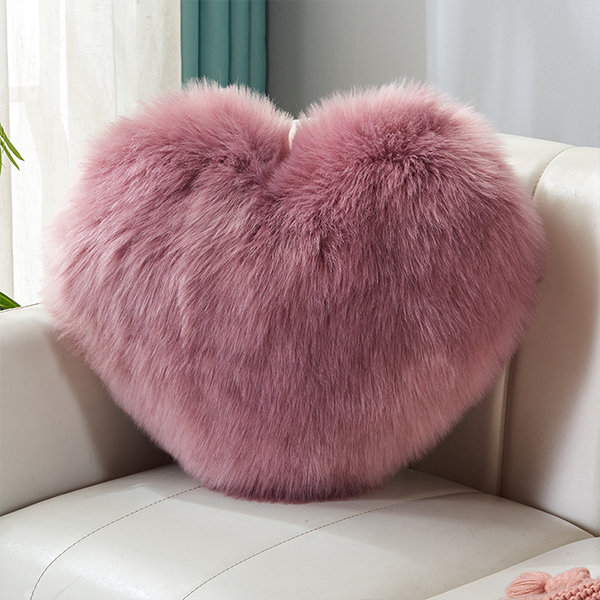 Heart Shaped Pillow - Blue - Purple - Artificial Wool - ApolloBox