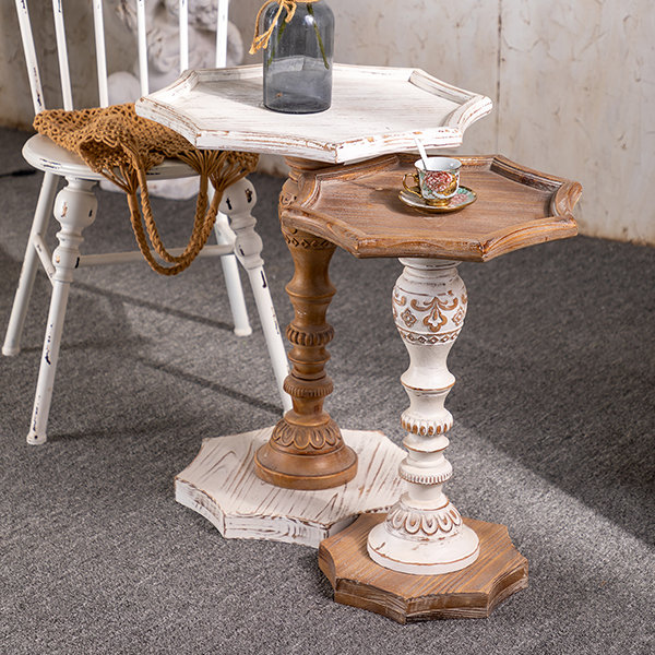 Ornate Side Table - Fir Wood - 2 Sizes Available