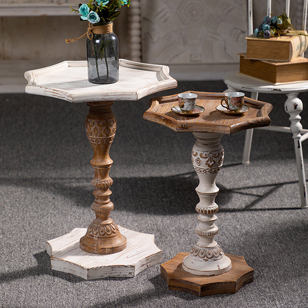 Ornate Side Table - Fir Wood - 2 Sizes Available