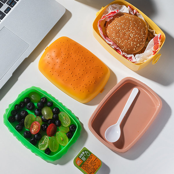 Hamburger Design Bento Box Metal Lunch Box Picnic Box - Temu