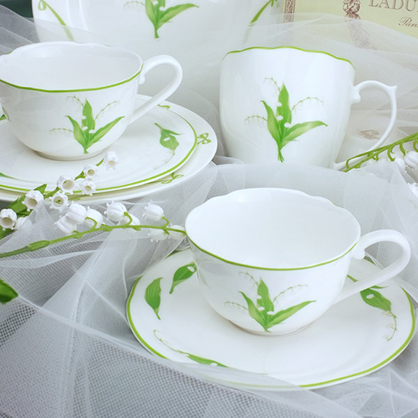 Lily Of The Valley Coffee Set - Cup And Saucer - Bone China