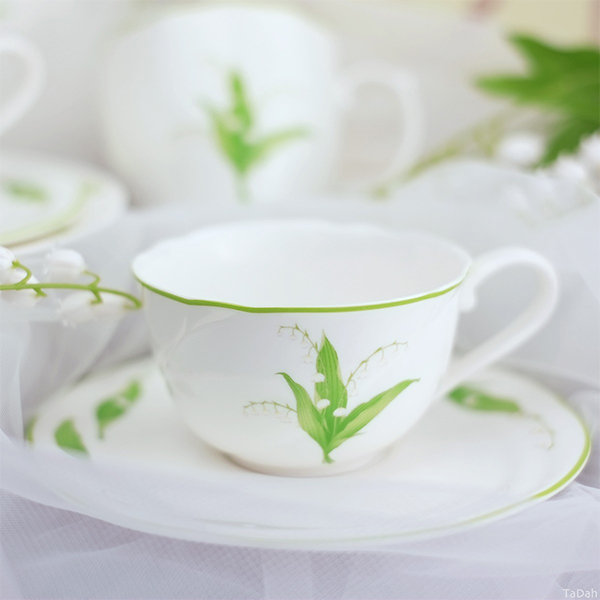 Lily Of The Valley Coffee Set - Cup And Saucer - Bone China