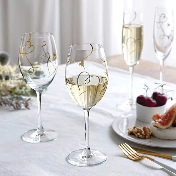 Heart Shaped Wine Glass - 1 Set of 2 - Wine Glass and Champagne