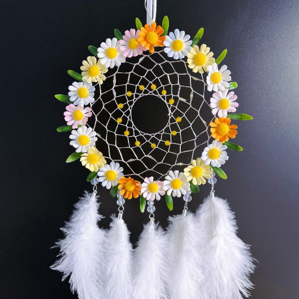 Pearls Dream Catcher - Feather - Alloy - White Hanging Decoration -  ApolloBox