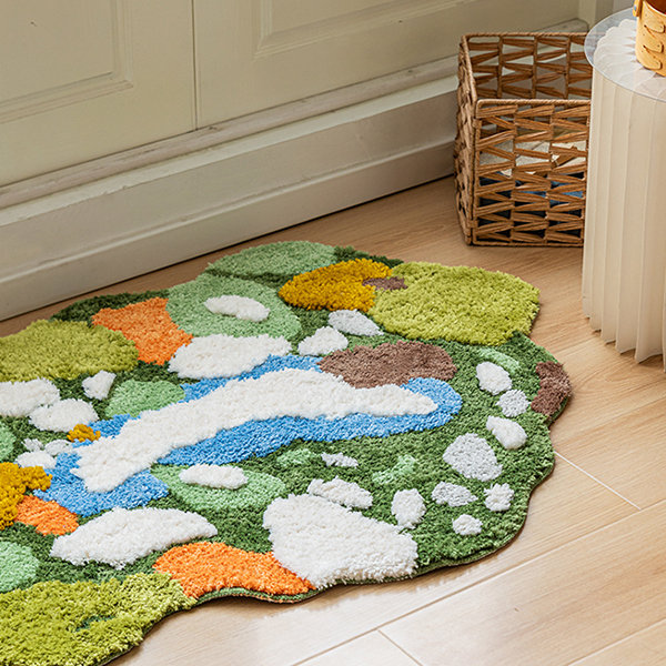 Embossed Moss Rug - Polyester - Waterproof and Non-slip Backing