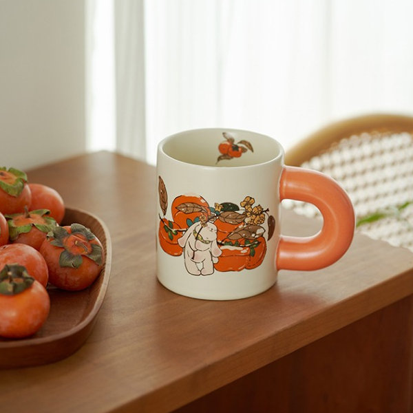 White Mug Rabbit Cup Ceramic Creative Cute Rabbit Handle Coffee