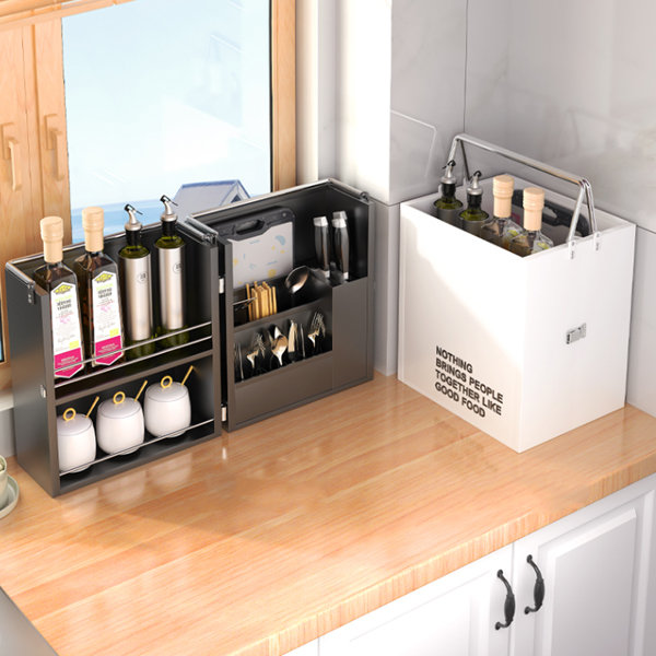 Portable Kitchen Organizer - Versatile - Sturdy - Steel - White - Black
