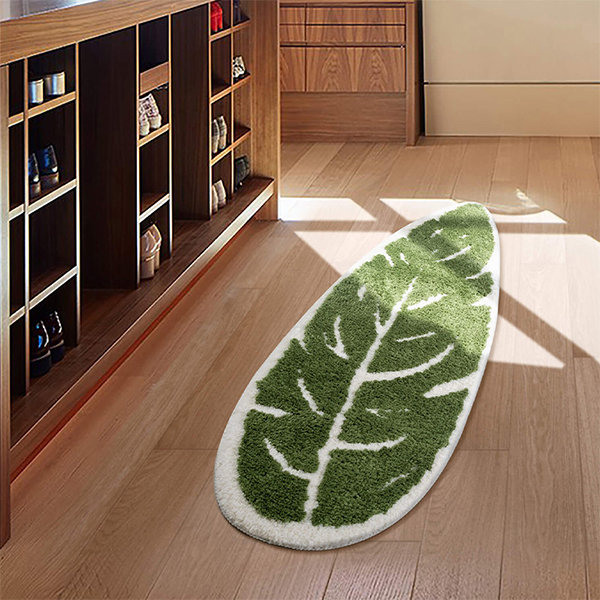 Green Leaf Rug - Polyester - Creative Irregular Design - ApolloBox