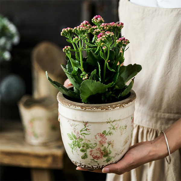 Vintage Floral Planter - Ceramic - 3 Sizes