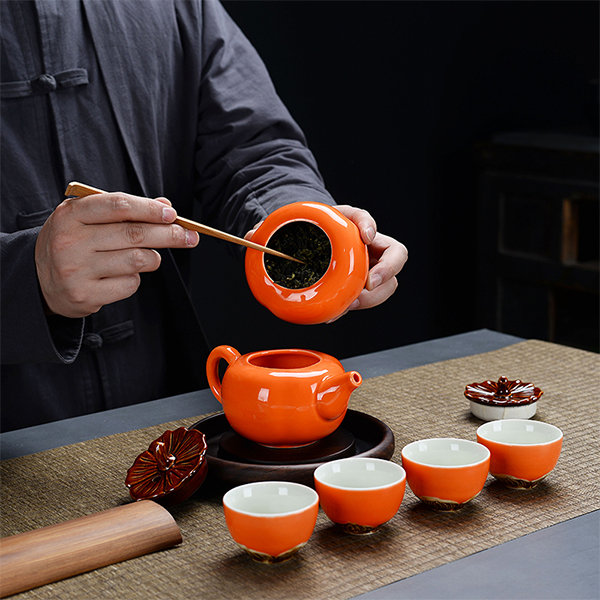 Creative Persimmon Tea Set Portable Travel Coffe Pot Set Chinese