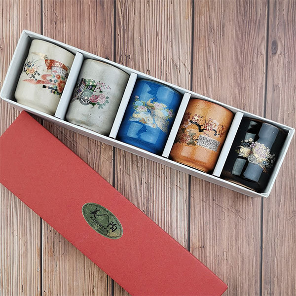 Floral Drinkware Set - Clay - Imported From Japan - Set Of 5 - ApolloBox