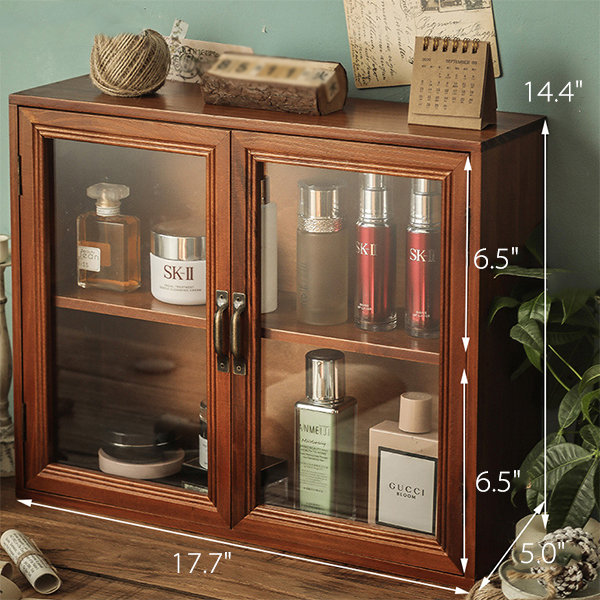 Acrylic Cosmetic Storage Rack Walnut Wood Wall Mount Bathroom Shelves  Vintage Beech Wood