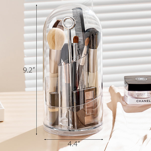 Rotating Makeup Brush Storage Bucket Cup Holder With Transparent