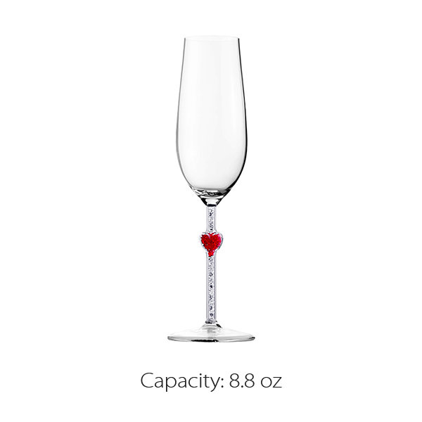 Red Heart Stemmed Wine Glass