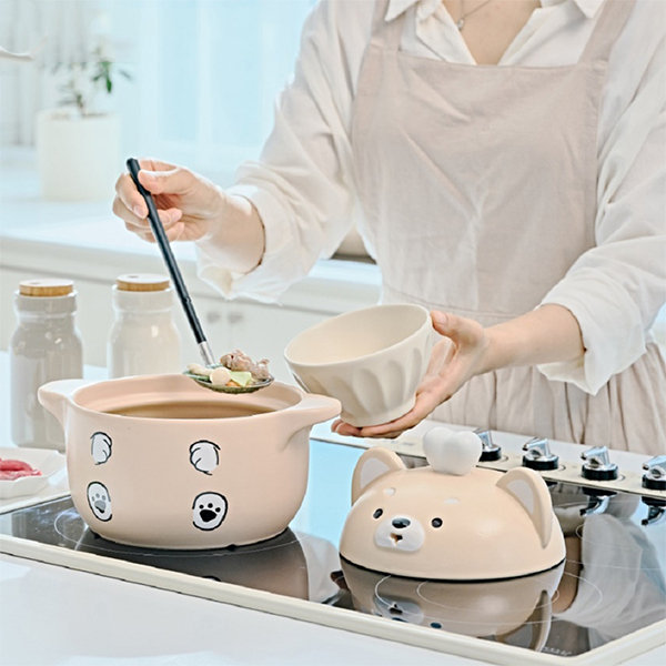 Ceramic Casserole Korean Cartoon Ceramics Soup Pot Cute Pink Saucepan  Cookware Utensils Clay Pan Home Kitchen Cooking Supplies