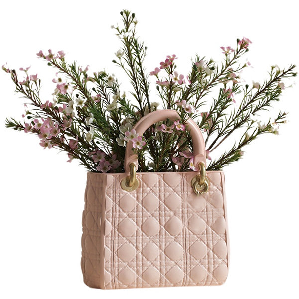 Pink Glass Purse Vase Modern Textured Bag Handbag Flower Fish Vases –  Bloomy Floral