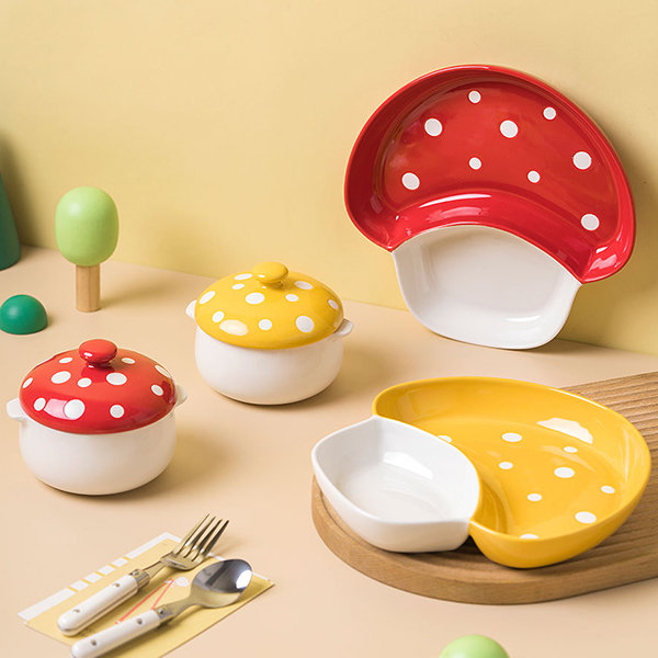 Cute Mushroom Cup Creative Mushroom Bowl Ceramics Mushroom Plate