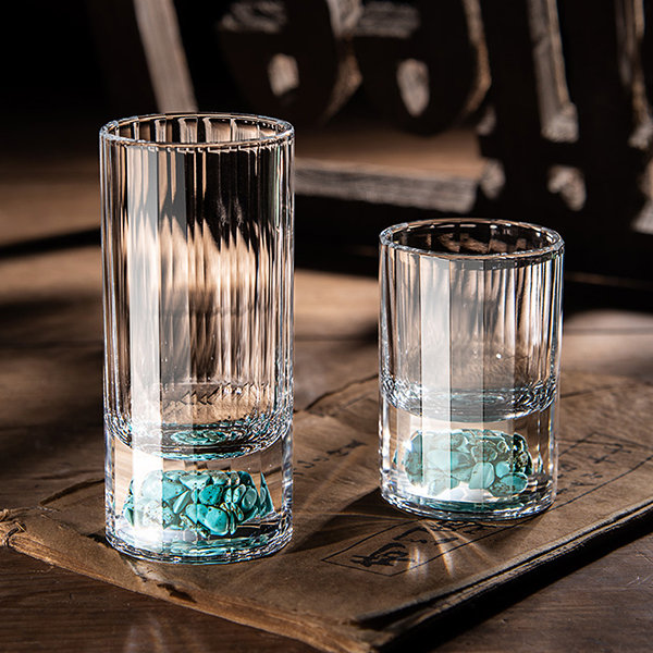 Turquoise Inspired Glass - Crystal Glass - 2 Sizes - Set Of 2