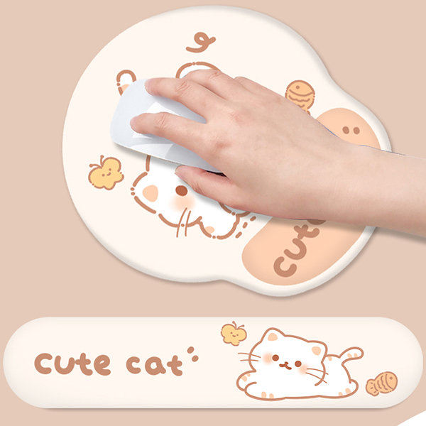 Cute Cat Mouse Pad and Keyboard Wrist Rest - Silicone - Sponge from Apollo  Box