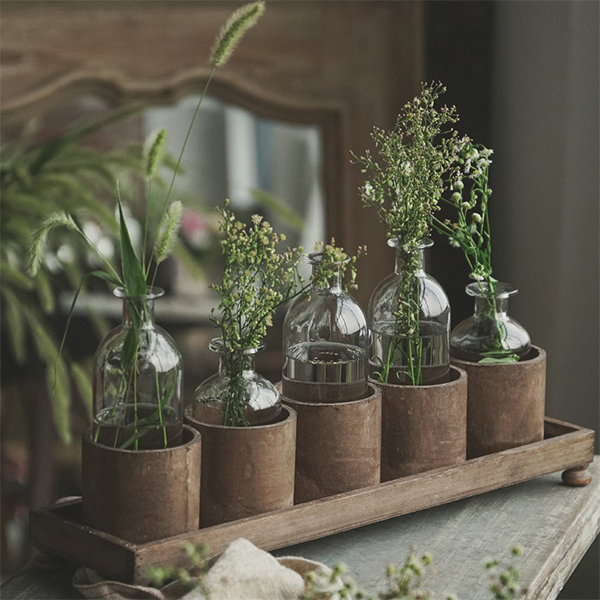 Retro Vase Set - Pinewood - Glass - Set Of 5