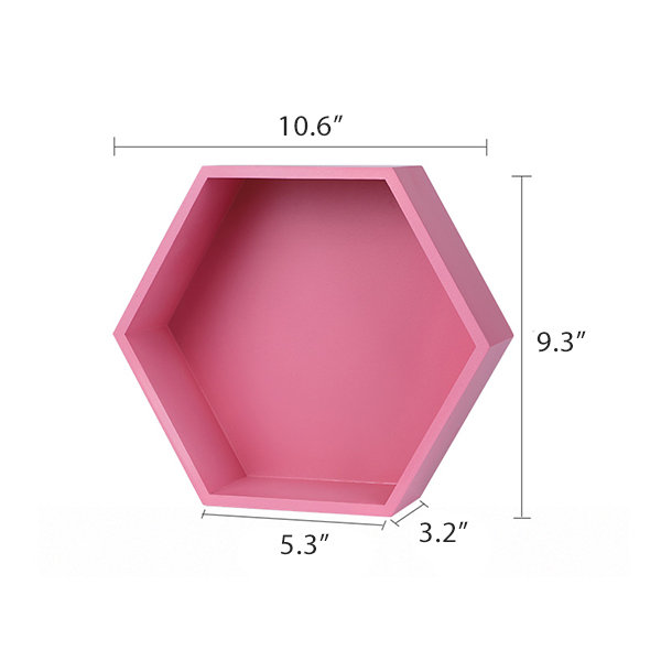 M50 Pink Honeycomb Shelf | Pink Hexagon Wall Shelf | Honeycomb Shelving Units | Pine Wood top Hexagon Shelf Pink Painted