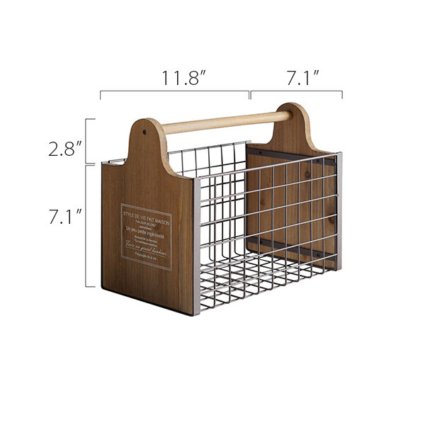 Retro Storage Basket - Fir Wood - Iron