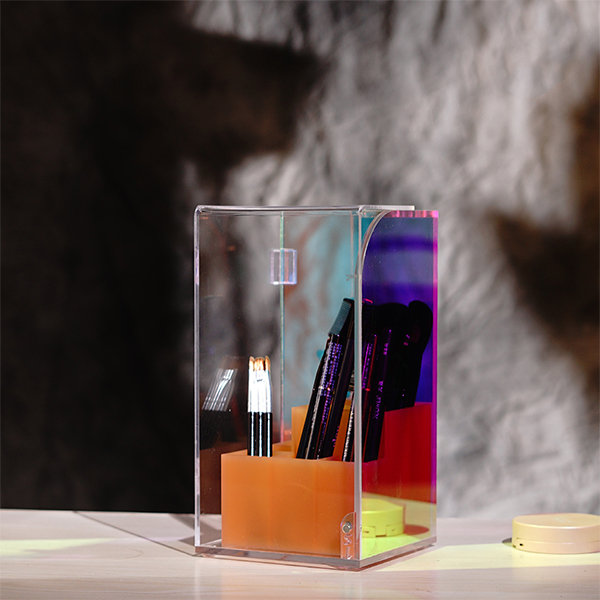 Makeup Brush Storage Box - Acrylic - Transparent And Orange from Apollo Box