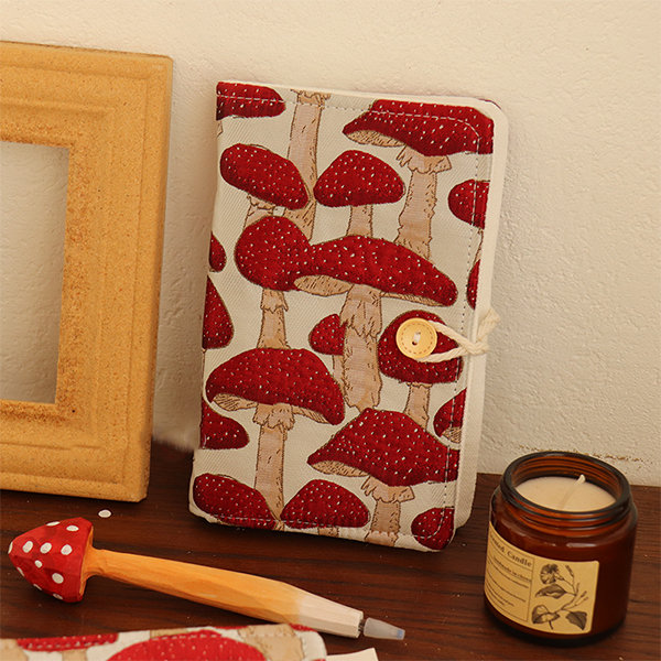 Mushroom Notebook - Canvas - 2 Sizes - Red - Yellow