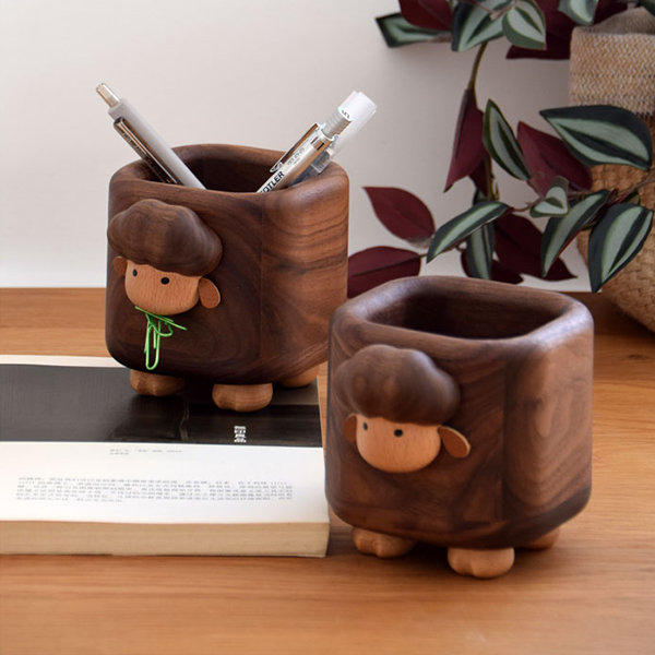 Cute Bear Toilet Paper Holder - Black Walnut Wood - ApolloBox