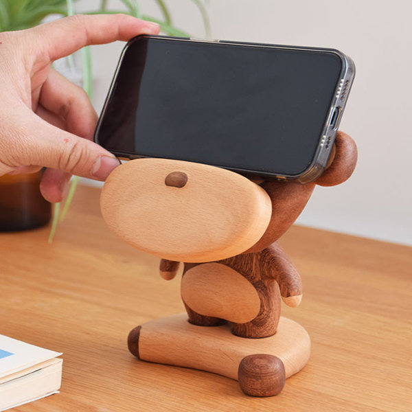Marvelous Monkey Phone Holder - Ebony - Beech - Solid Wood - ApolloBox