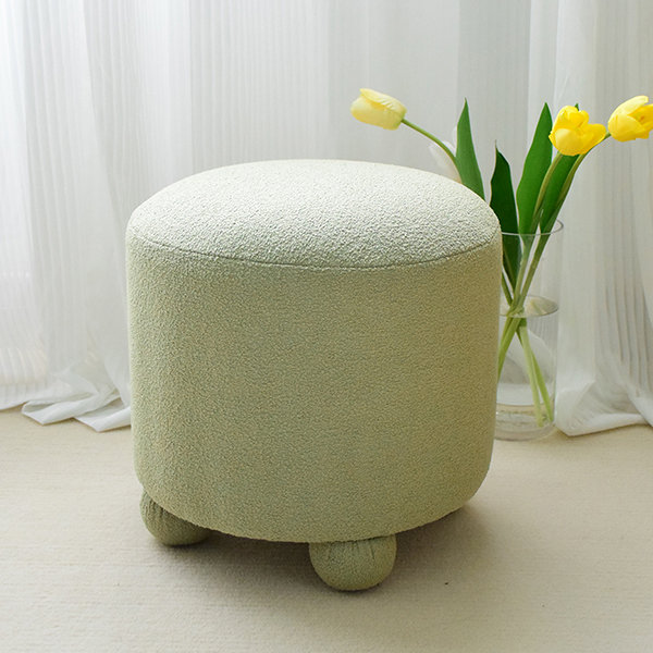 Vintage Round Rattan Low Foot Stool Ottoman or Tuffet with