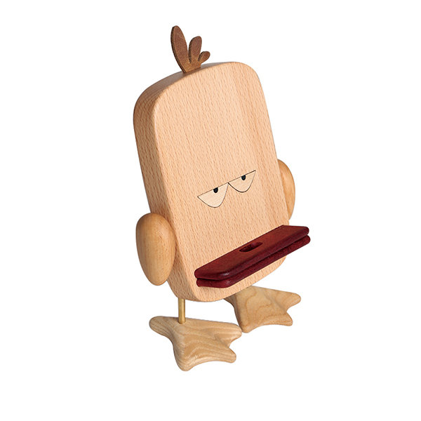 Quirky Duck Phone Stand - Phone Holder - Beechwood - Walnut Wood