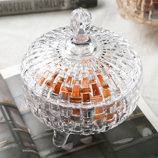 European-style Crystal Glass Candy Jar - Embossed Floral Patterns -  ApolloBox