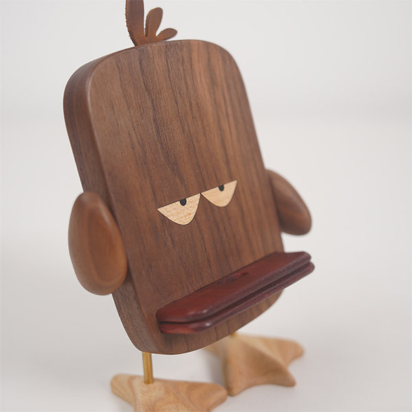 Quirky Duck Phone Stand - Phone Holder - Beechwood - Walnut Wood - ApolloBox