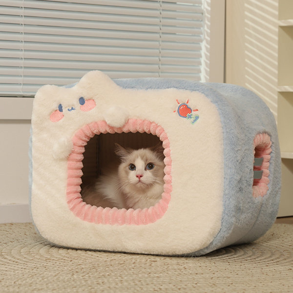 Cute Cartoon Cat Bed - Blue - Green - Sponge - ApolloBox
