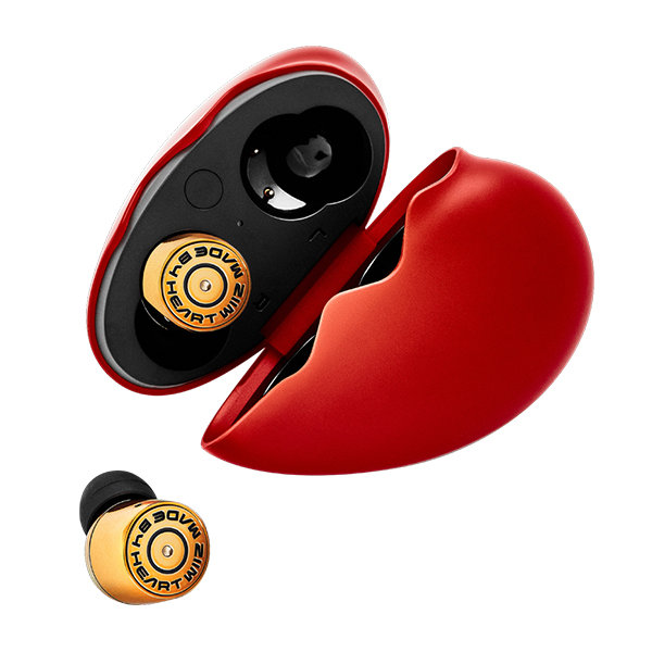 Heart Shaped Bluetooth Earbuds - Red - Silver - ApolloBox